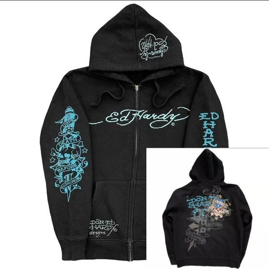 Gothic Rock Skull Bones Hoodie