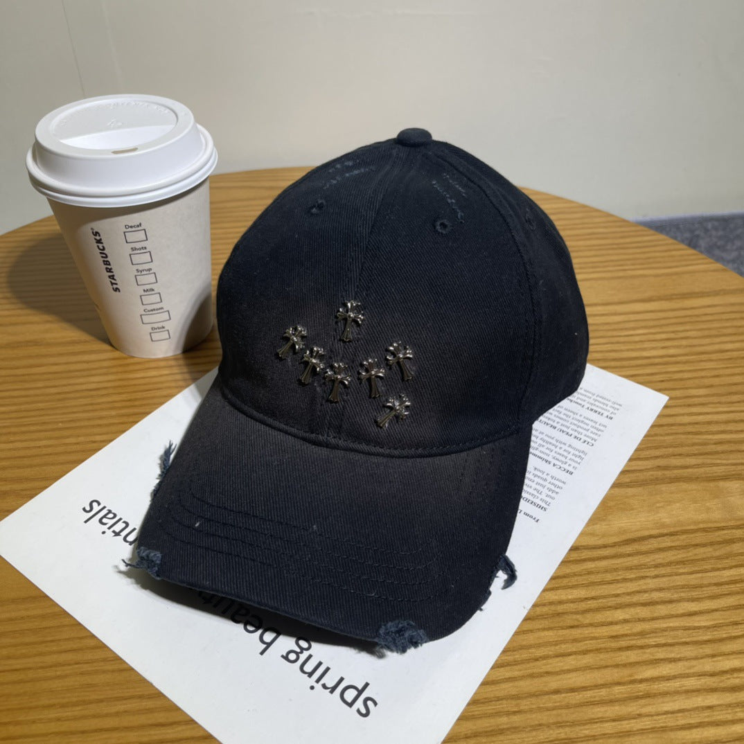 Chrome Hearts Ripped Denim Baseball Cap