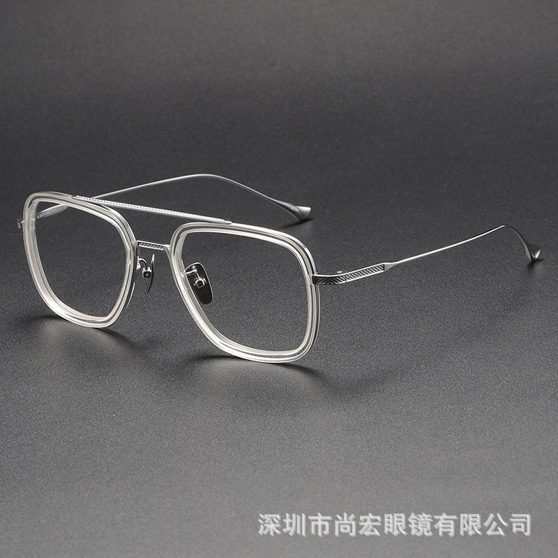 Iron Man Glasses Square Frame Double Bridge Large Frame