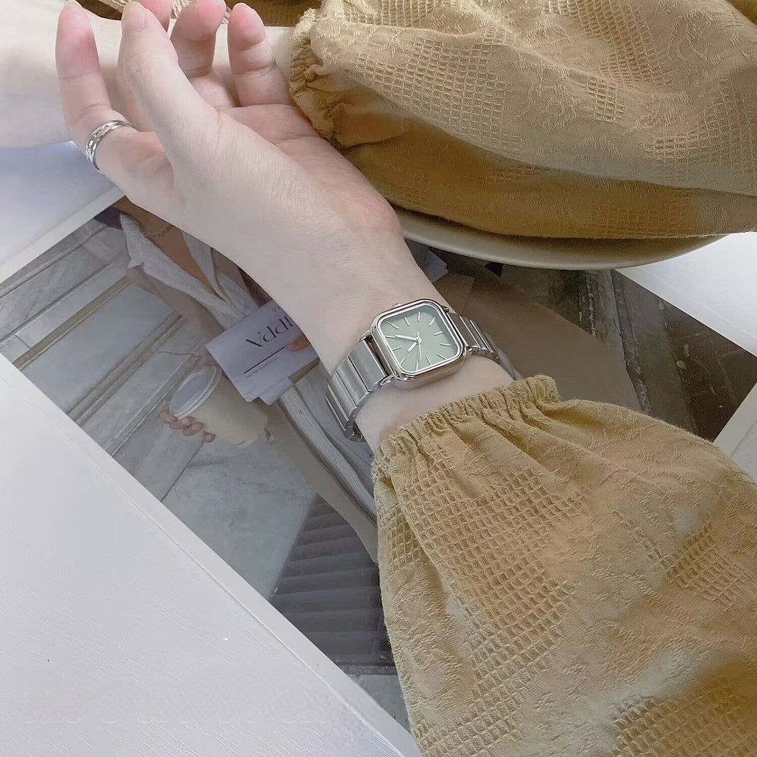 Simple student bamboo-joint steel band quartz watch