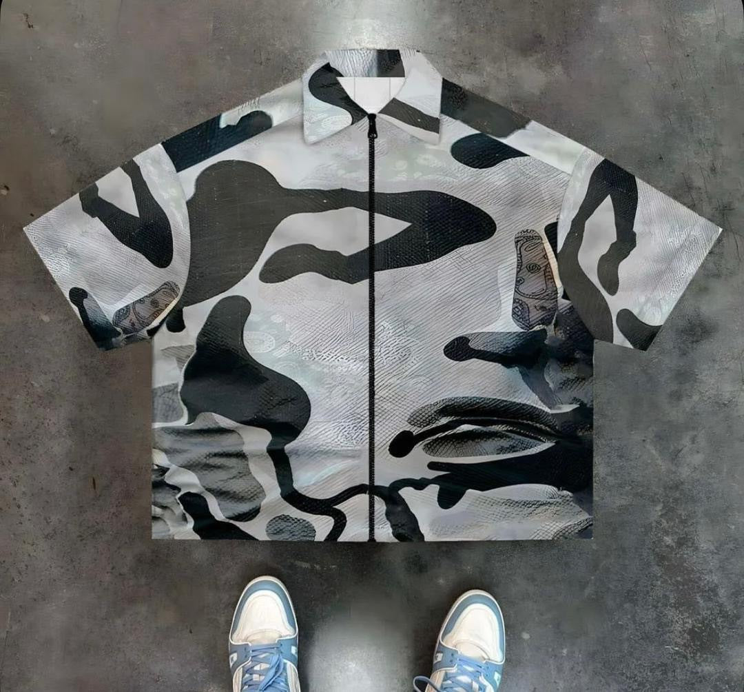 3D Digital Print Men's Zipper Shirt