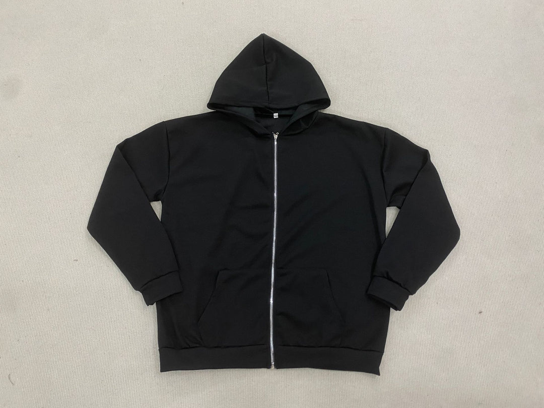 Reversible retro leopard print zip-up hooded sweatshirt