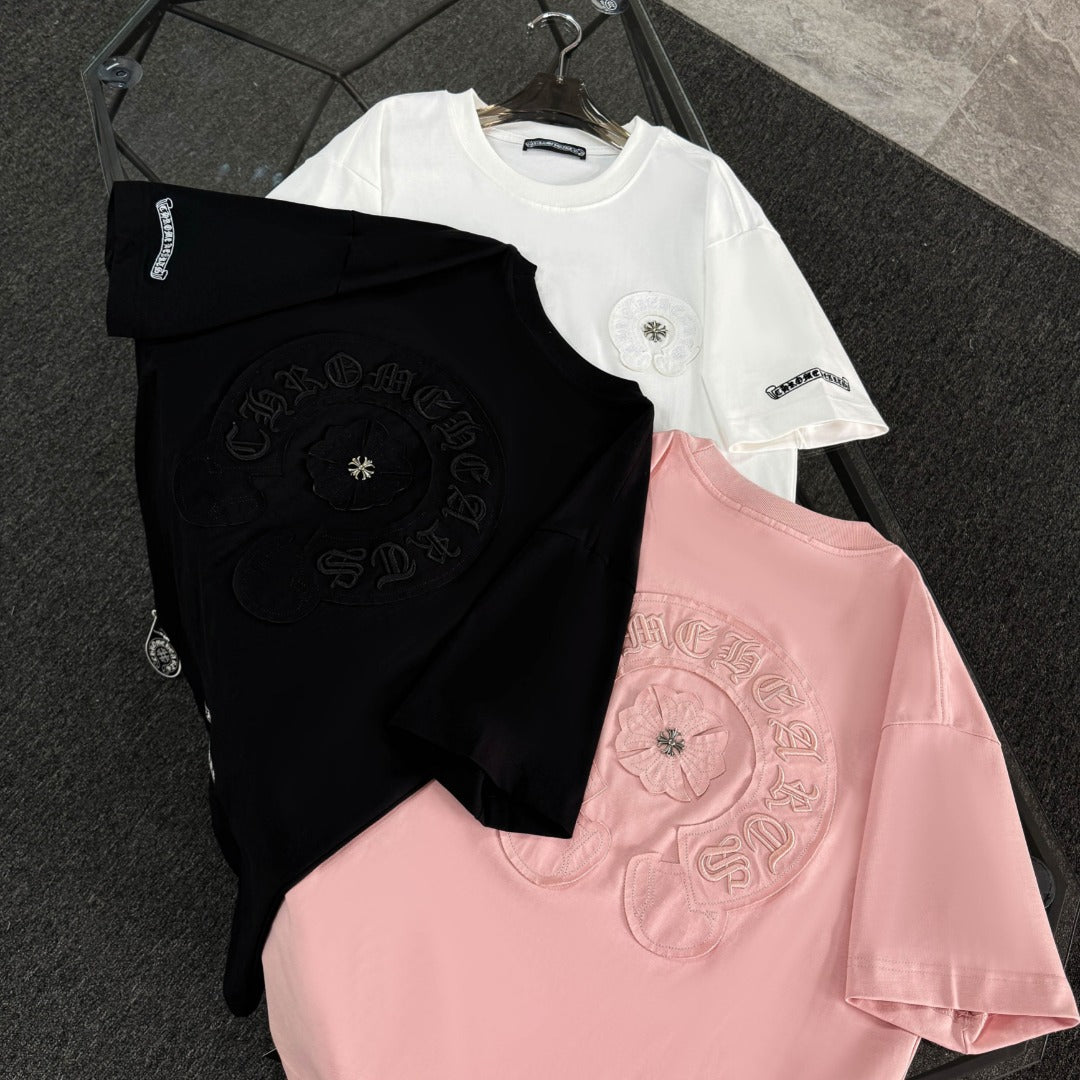 Chrome Hearts heavy-duty cross-stitch embroidery T-shirt