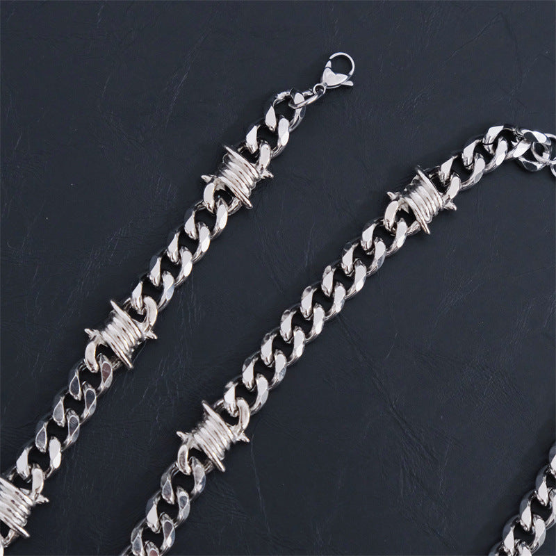 Hip Hop Thorn Cuban Chain Titanium Steel Necklace
