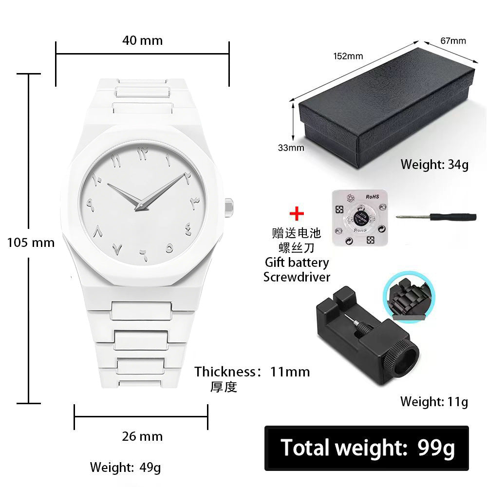 Sports-Style Waterproof Plastic Watch with Arabic Numerals