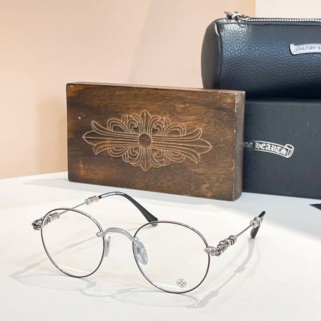 Chrome Hearts engraved round eyeglasses