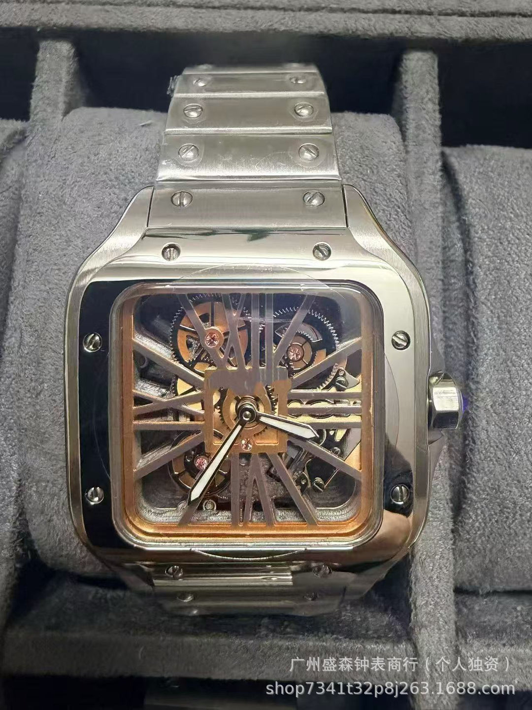 Square Roman series skeletonized quartz watches