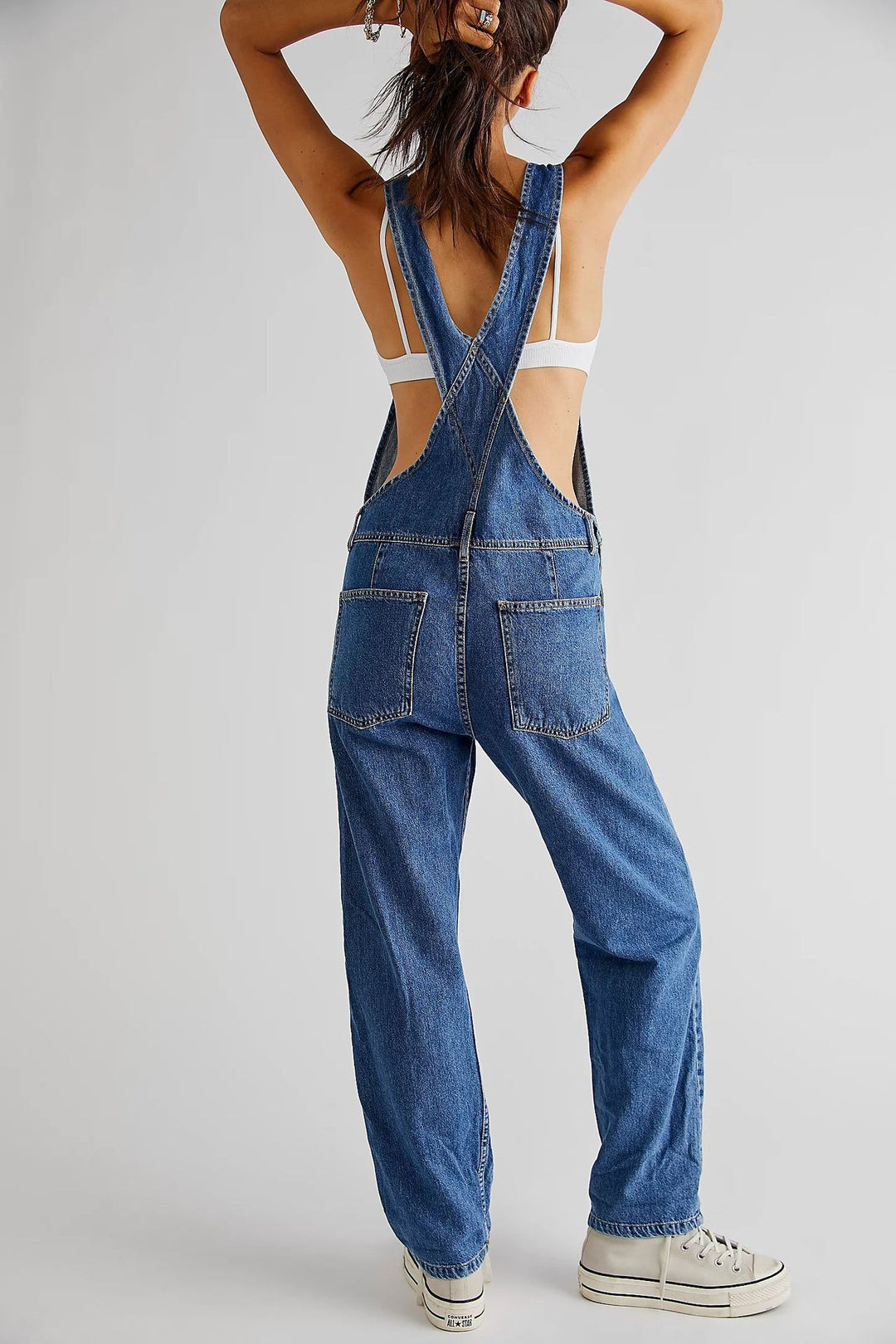 Washed Loose-Fit Denim Overalls