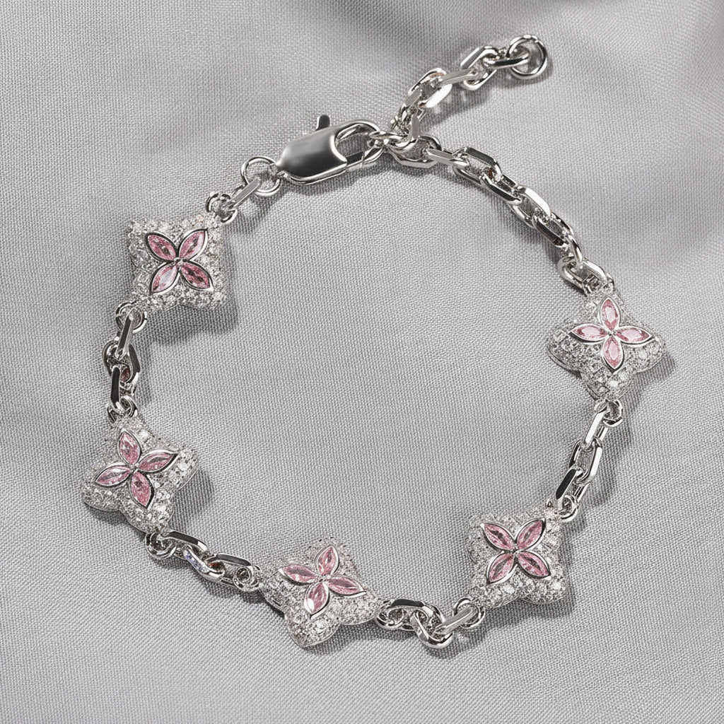 Full-Pavé Lucky Four-Leaf Clover Bracelet Necklace