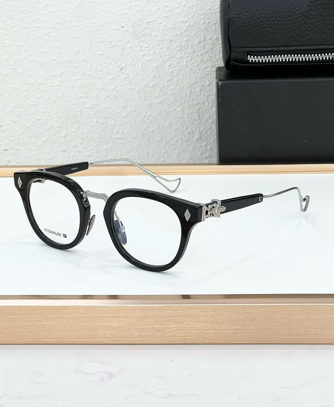 Chrome Hearts Big Sword Light Titanium Metal Oval Glasses