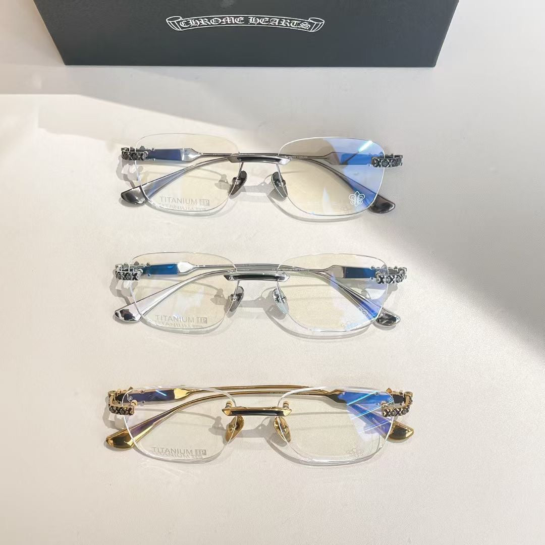 Chrome Hearts rimless oval frame glasses