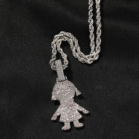 Cartoon Diamond Couple Pendant Necklace