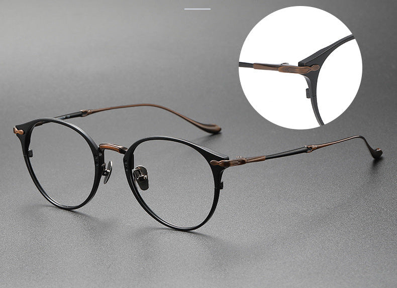 Retro Round Glasses Two-Tone Titanium & Acetate Frame