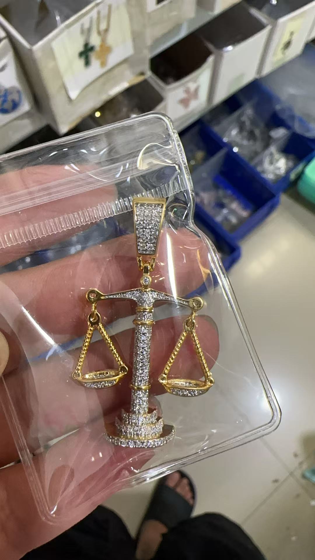 Justice Scale Iced Out CZ Hip Hop Necklace