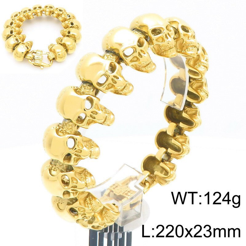 Hip-hop skull men's titanium steel bracelet