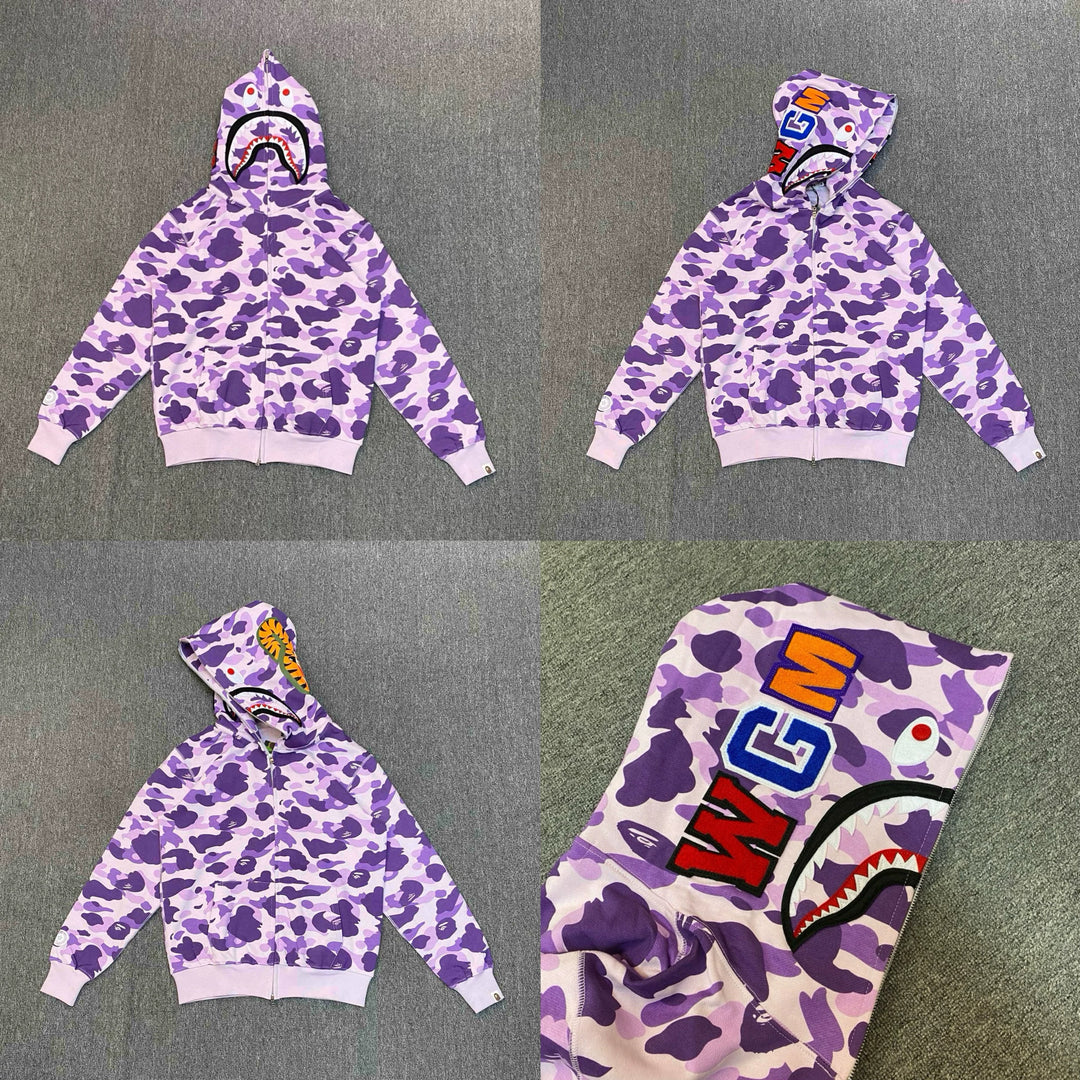 BAPE Shark head camouflage zip-up jacket