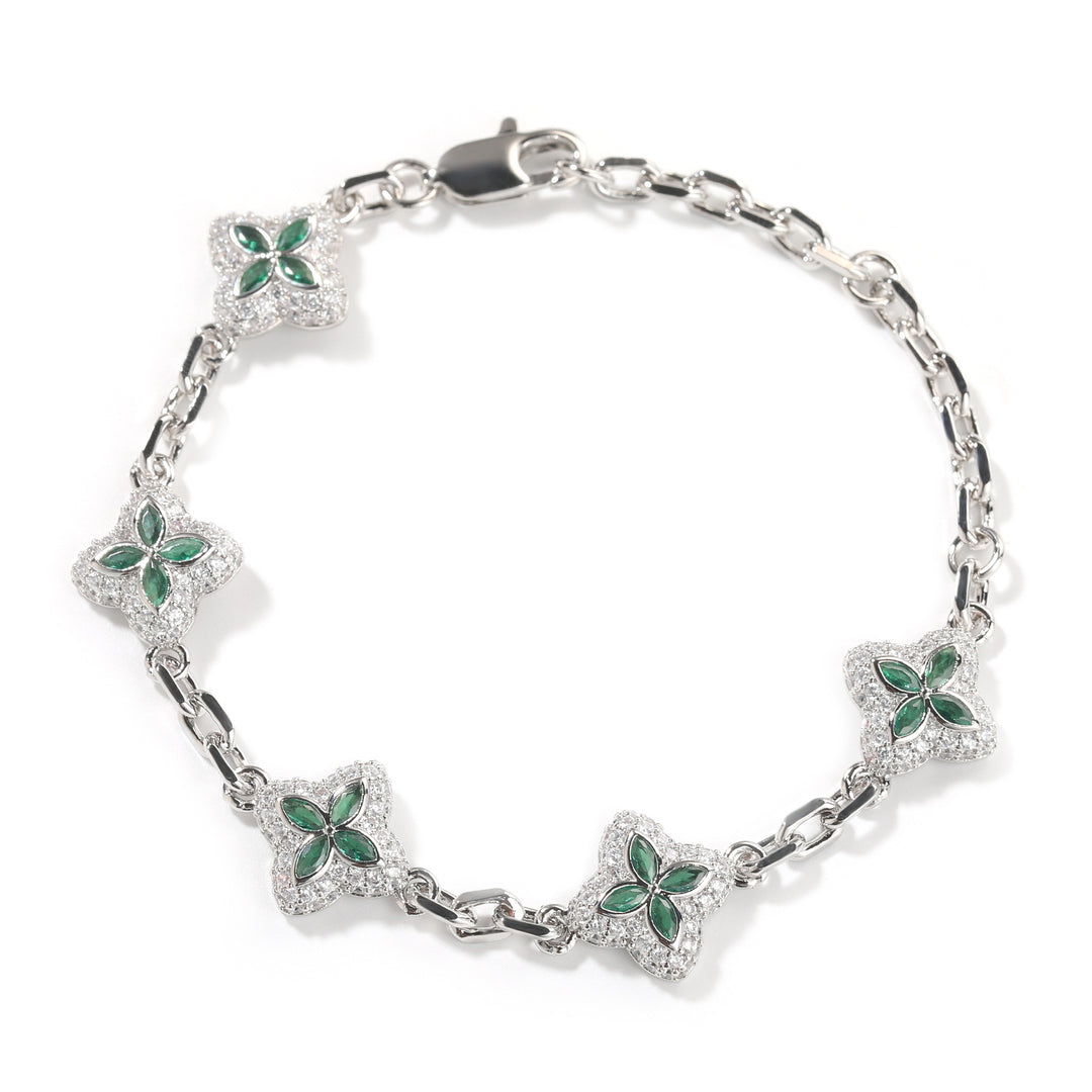 Full-Pavé Lucky Four-Leaf Clover Bracelet Necklace