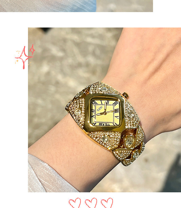 Luxury Full Diamond High-End Bangle Watch for Women