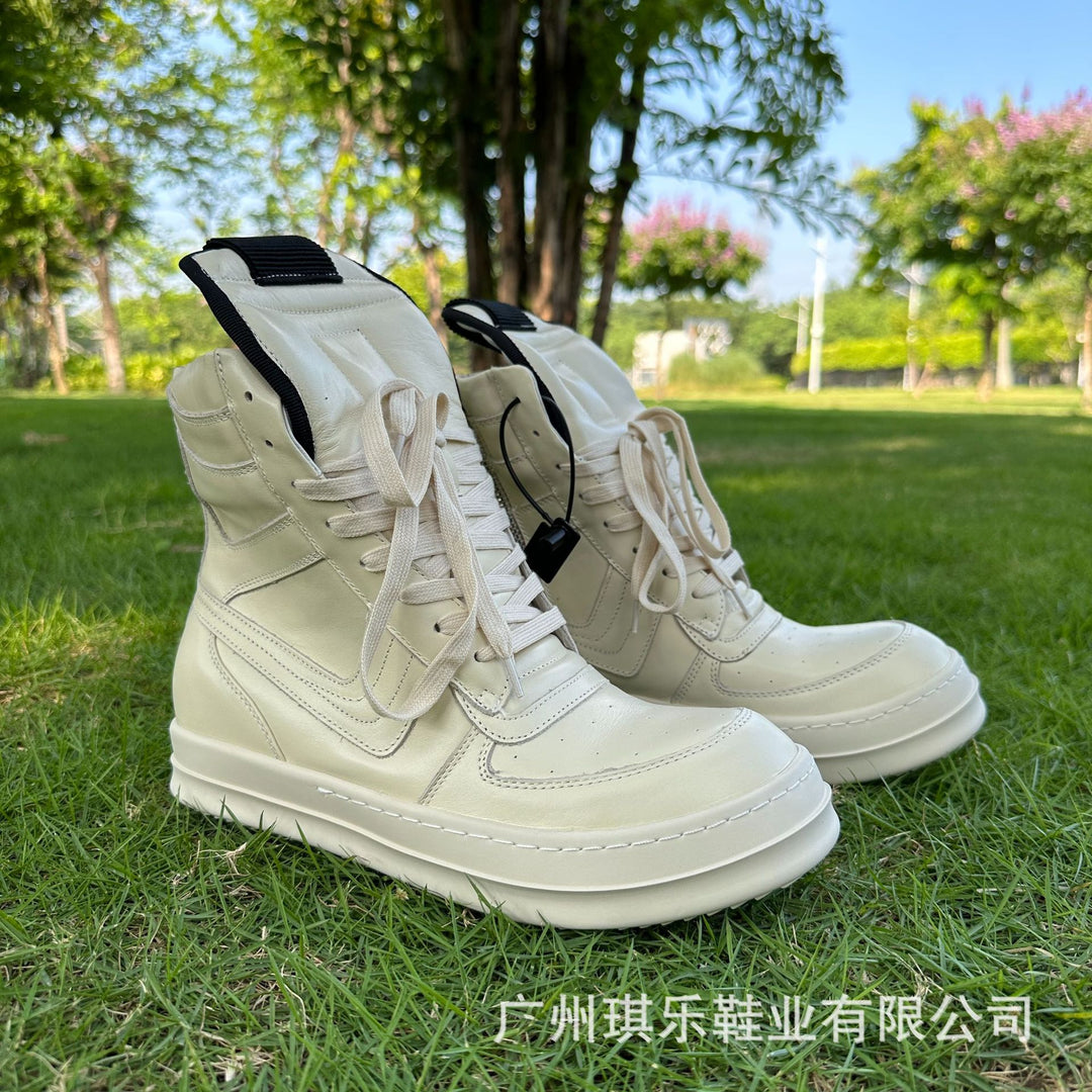 Thick-Sole, Height-Increasing, High-Top Genuine Leather Sports Boots