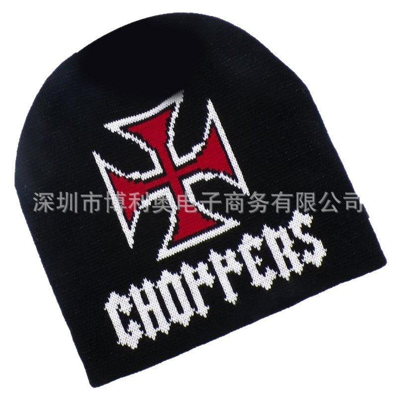 Choppers Cross-Pattern Outdoor Sports Warm Hip Hop Knit Hat