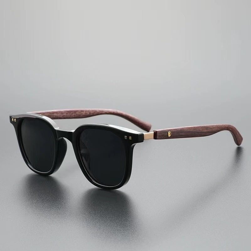 Wood grain temple retro sunglasses frames
