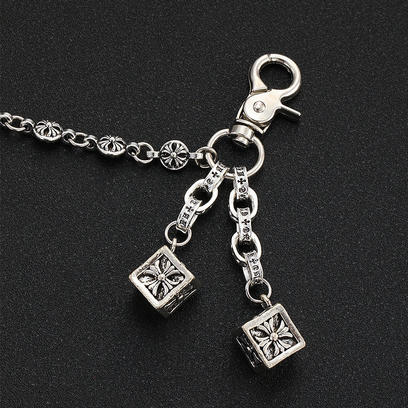 chrome hearts cross flower ball bag chain