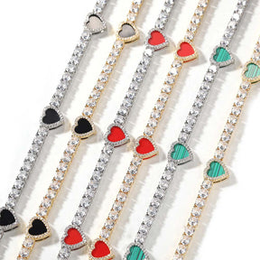 mens gold chain Colorful love tennis necklace