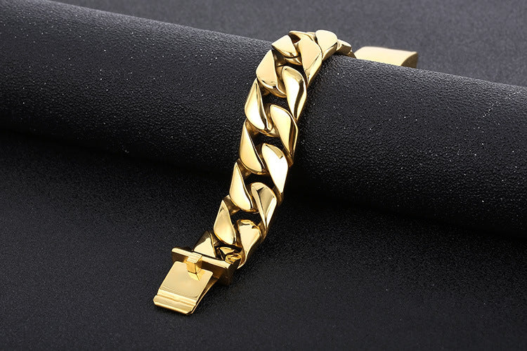 Thin 20mm Cuban chain stainless steel bracelet