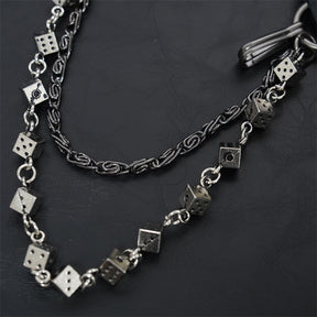 Carved leather dice vintage double-layer trouser chain waist chain