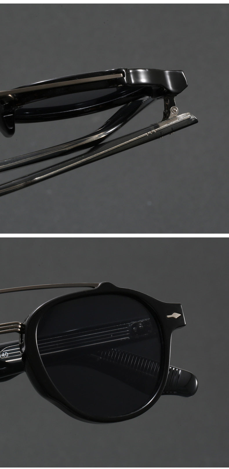 Retro Double Bridge Round Frame Slimming Sunglasses