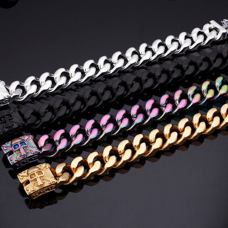 Skull Cuban chain titanium steel bracelet