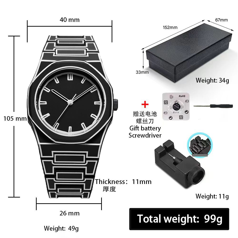 Sports-Style Waterproof Plastic Watch with Arabic Numerals