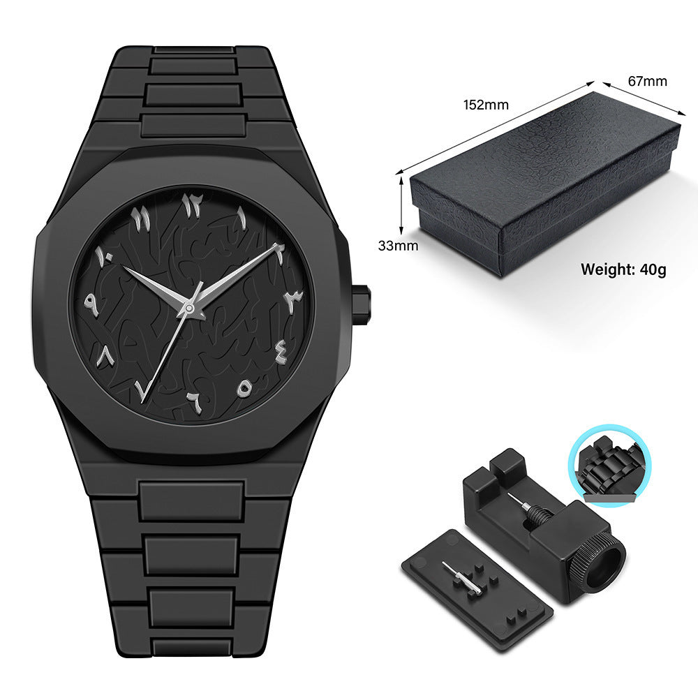 Sports-Style Waterproof Plastic Watch with Arabic Numerals