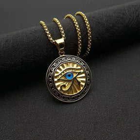 Eye of Horus Gold Blue Eye Medal Pendant