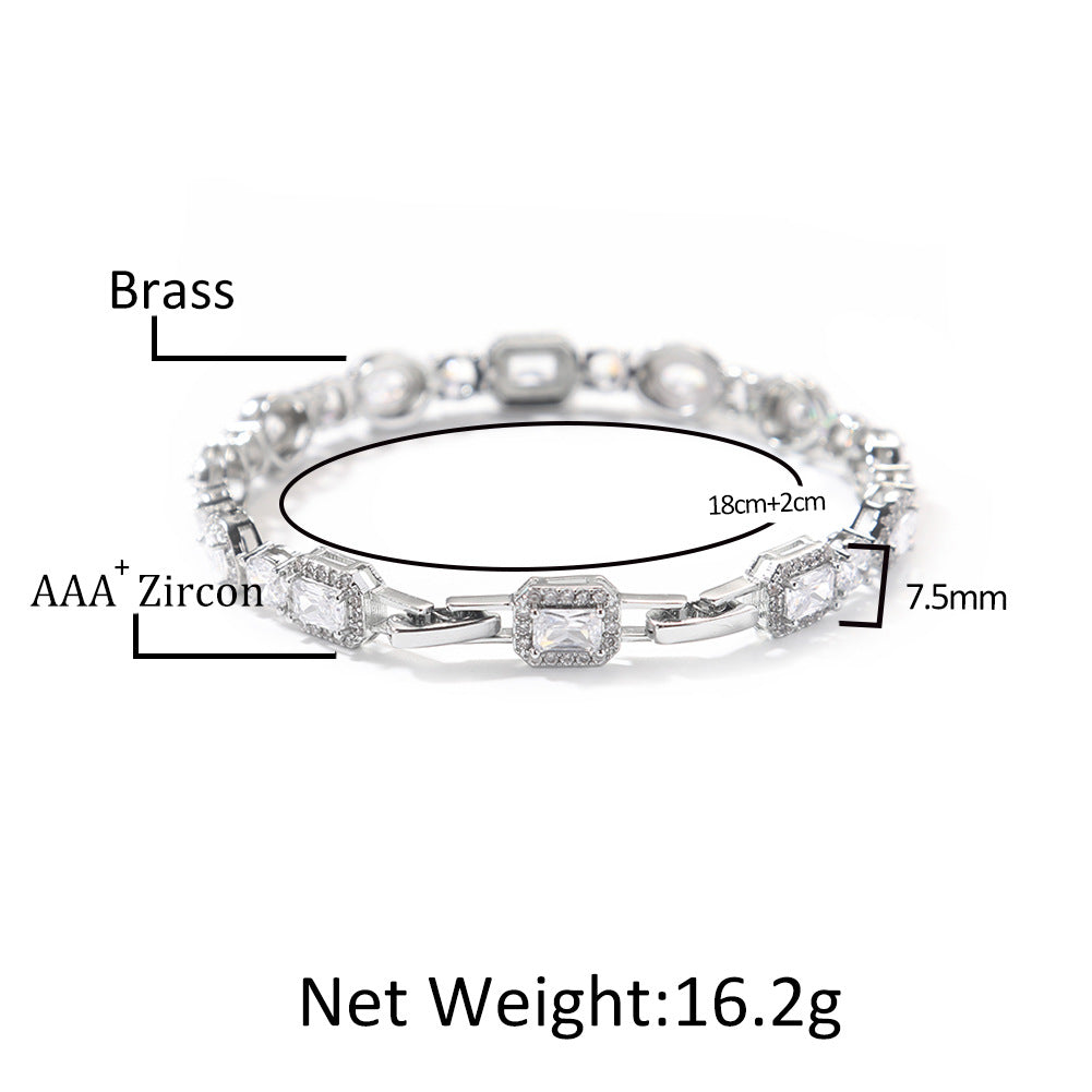 Geometric Zirconia White Diamond Bracelet