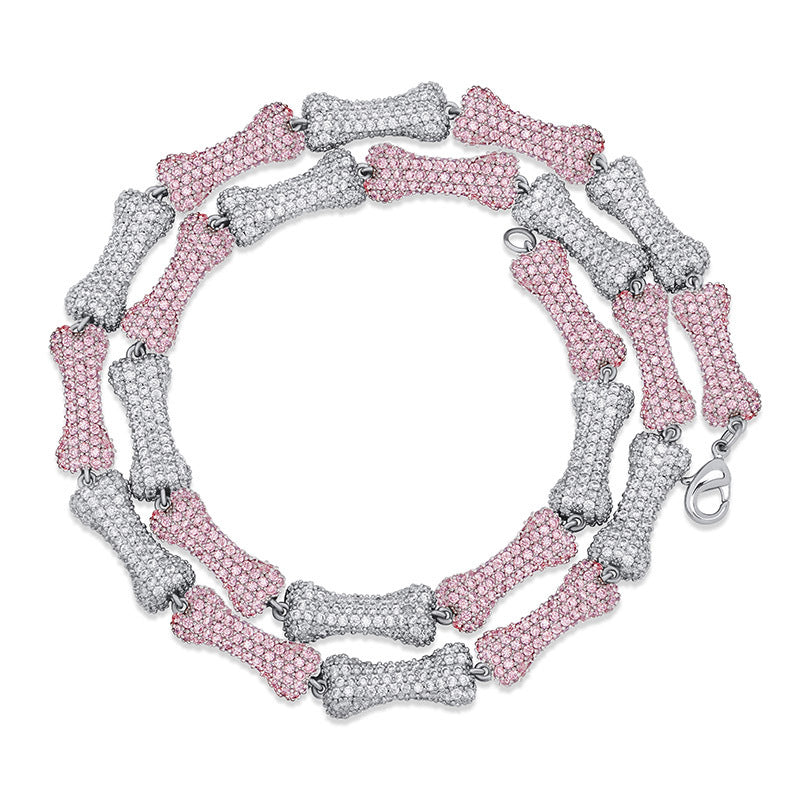 9mm Full Zircon Hip Hop Bone Necklace