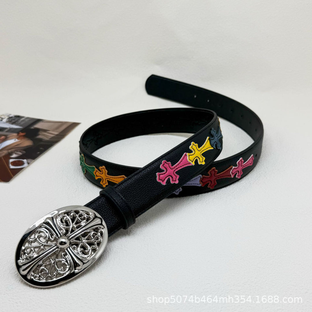 Chrome Hearts Cross-Motif Classic Leather Belt