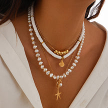 starfish necklace pearl shell necklace