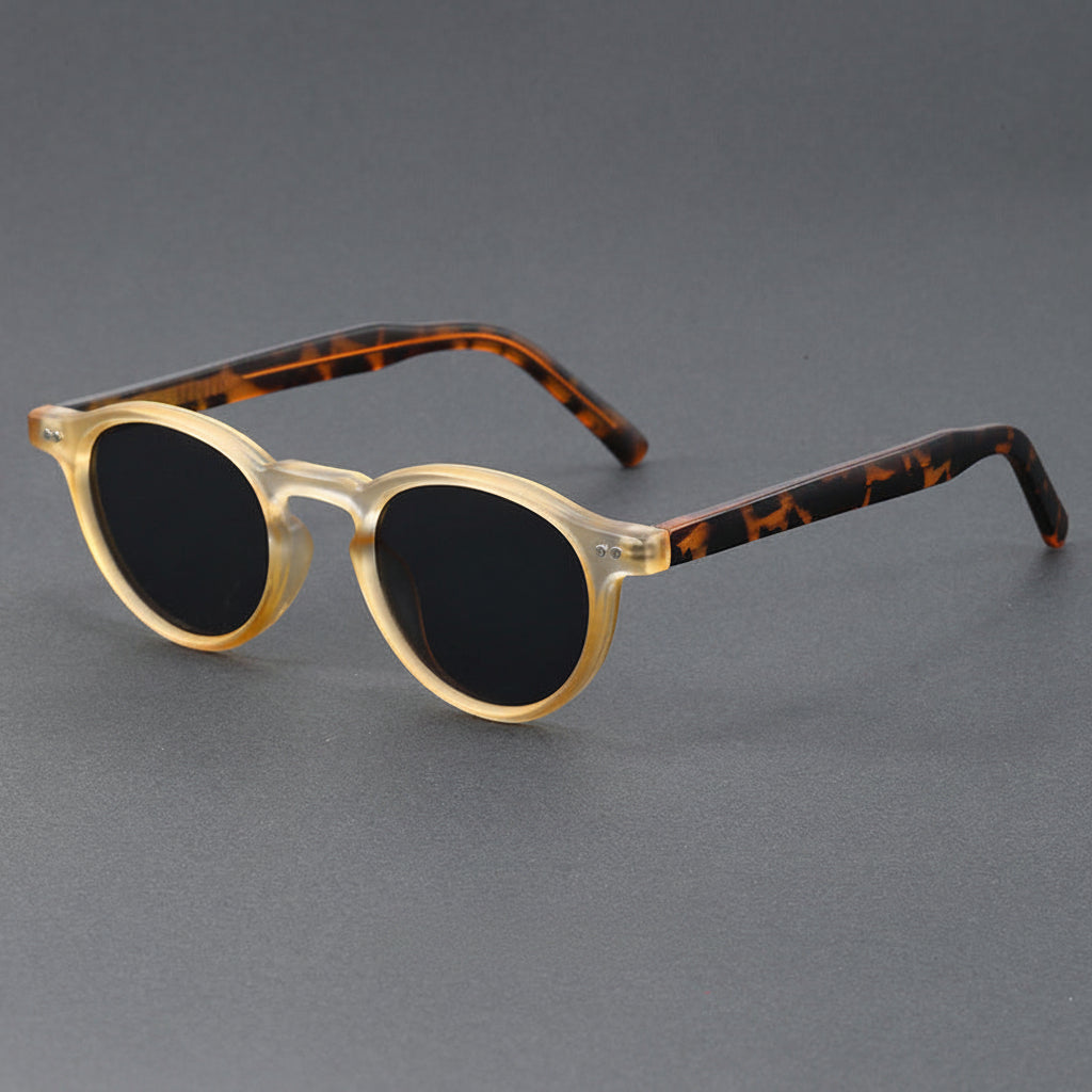 Small Round Frame Retro Acetate Sunglasses