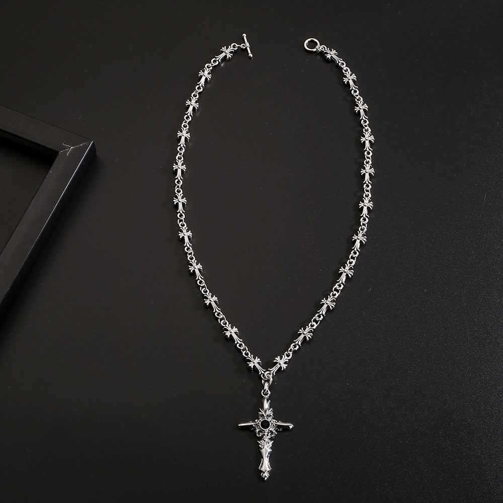 Chrome Hearts Style Dark Cross Necklace