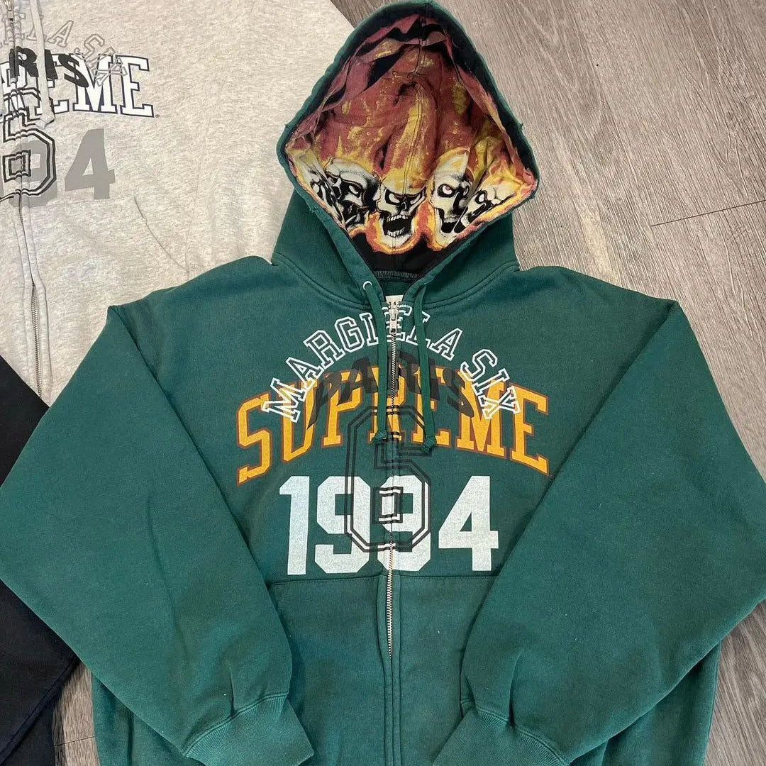 Y2K 1994 English Print Zipper Hoodie