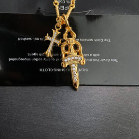 chrome hearts sword cross gold necklace