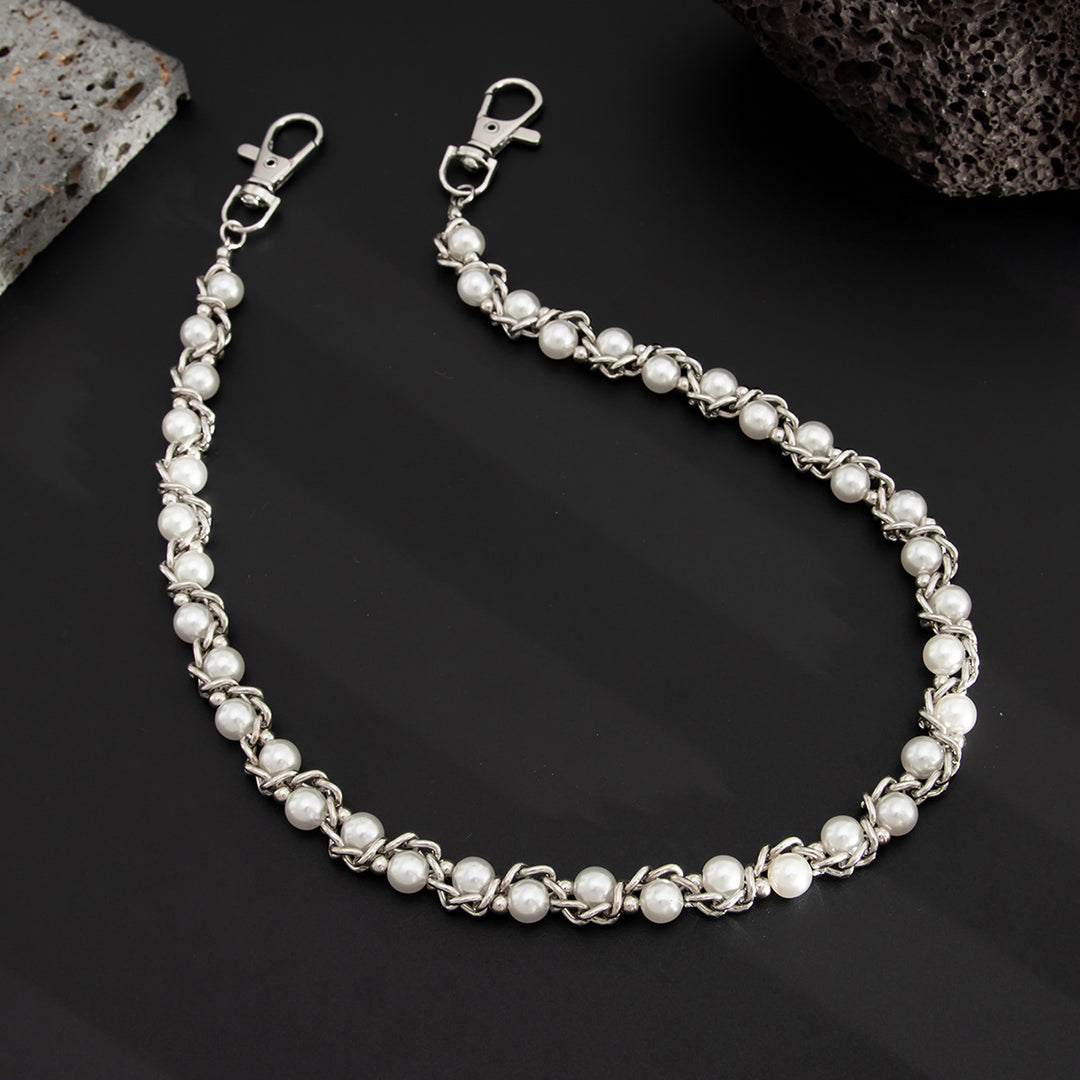 Hip-Hop Pearl-Wrapped Trouser Chain