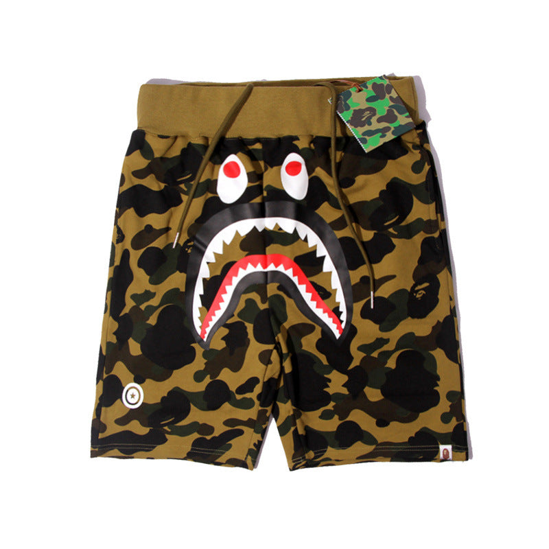 BAPE camouflage letter shark shorts five-point casual pants