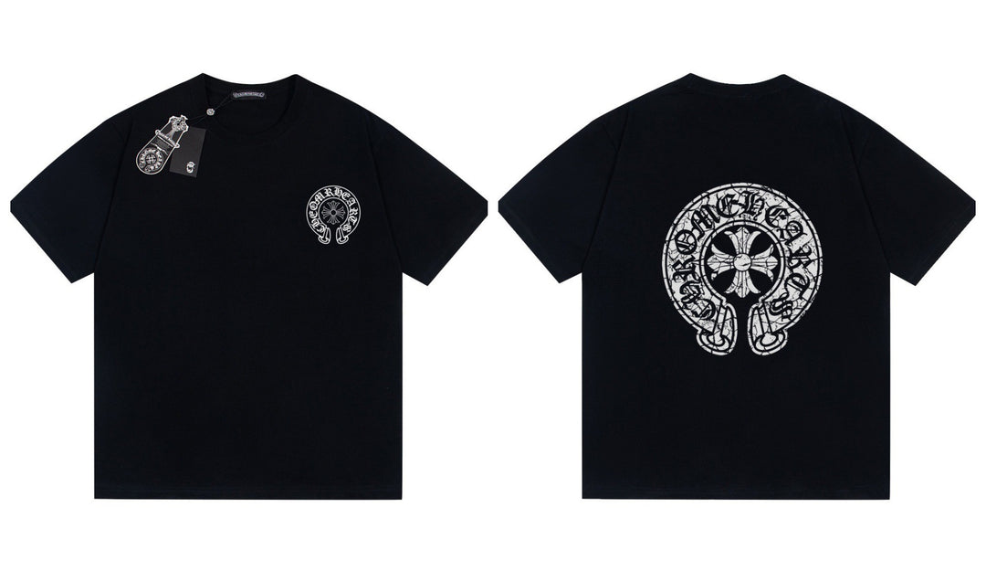 Chrome Hearts Summer Embroidery Print Cotton T-Shirt Short-Sleeve