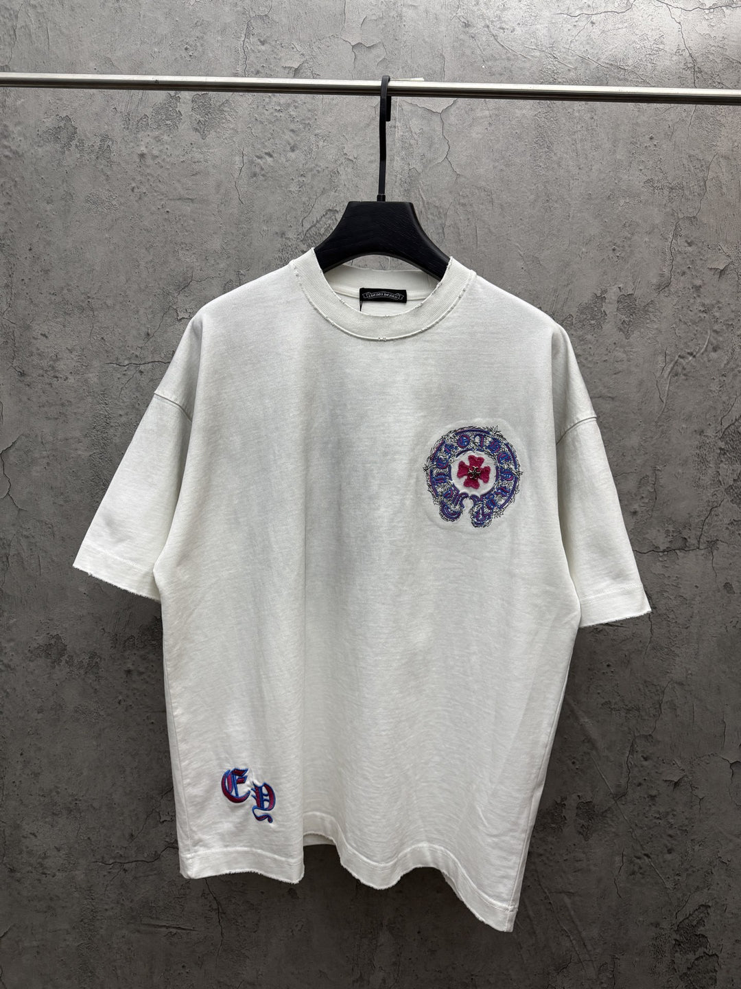 Chrome Hearts Washed Appliqué Embroidered Short-Sleeve T-Shirt
