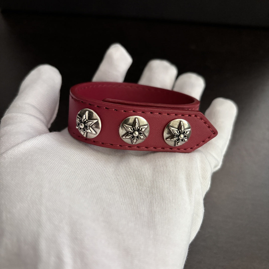 Chrome Hearts Cross-shaped anchor hexagram leather bracelet