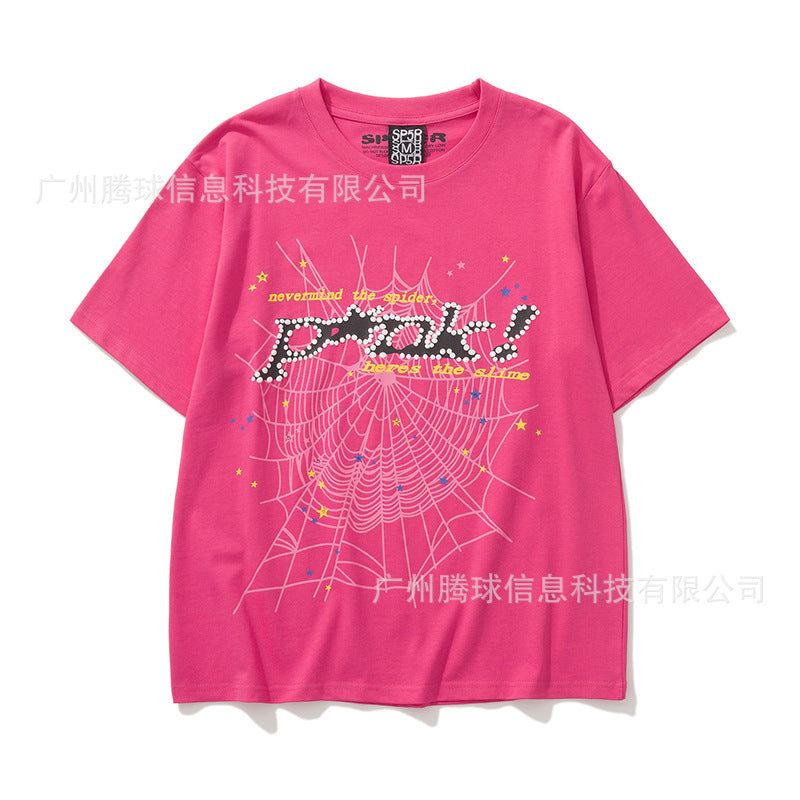 Sp5der short-sleeved foam letter T-shirt