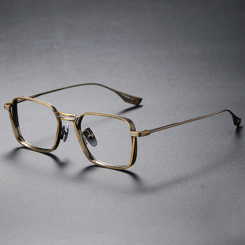Matte Black Titanium Square Eyeglasses Frame