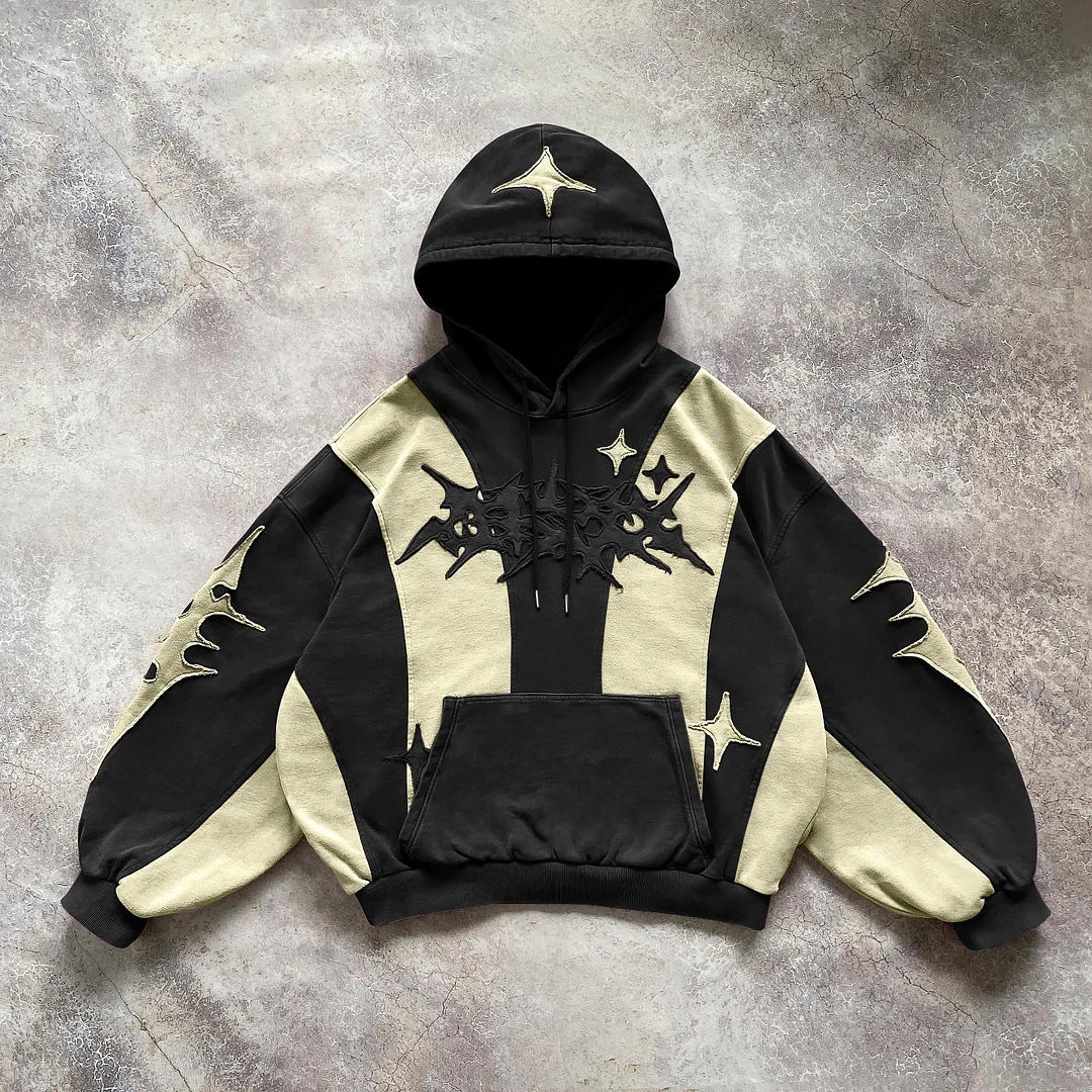 Y2K Star Pattern Patchwork Hoodie